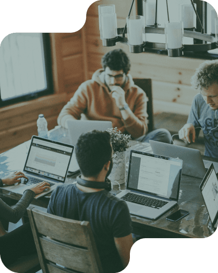 Team working together in office